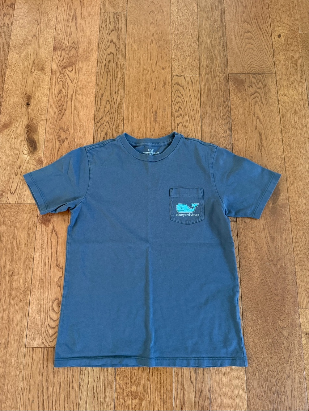 Vineyard Vines Boys Teal Pocket Tee with Whale Logo